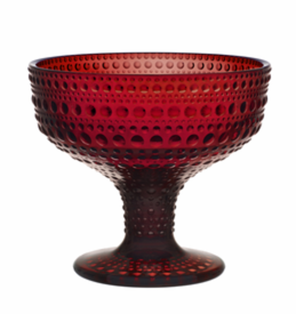 Kastehelmi Footed Bowl 4" Cranberry