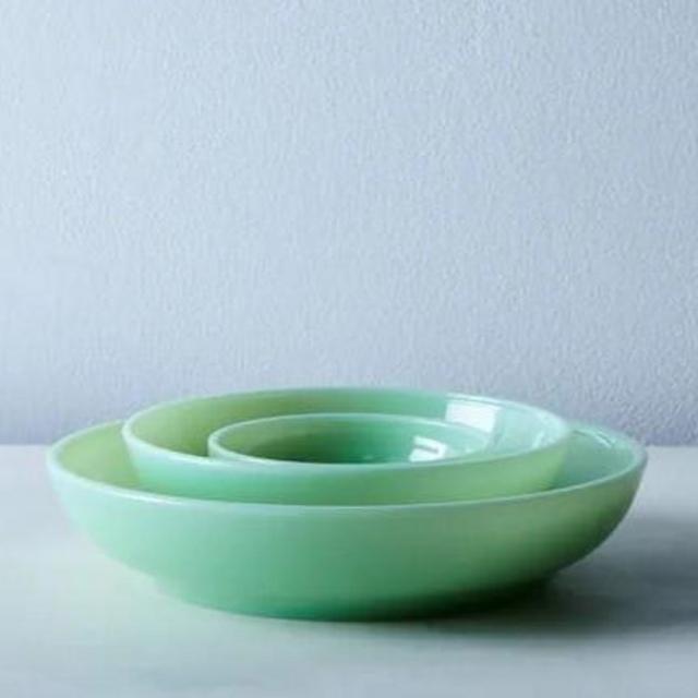Mosser Colored Glass Nesting Shallow Bowls