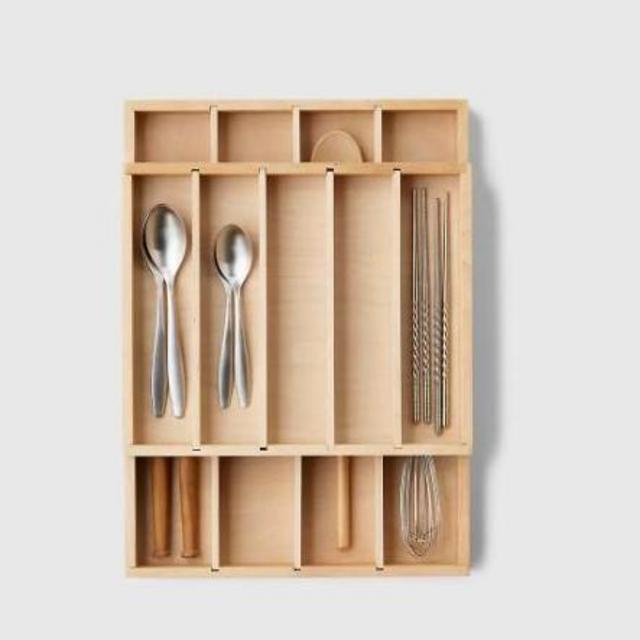 Marie Kondo Birch Narrow 2-Tier Flatware & Utensil Tray
