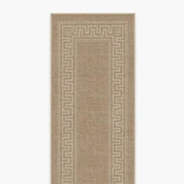 Olympia Border Sand Re-Jute Washable 2.5x7 Rug and Pad