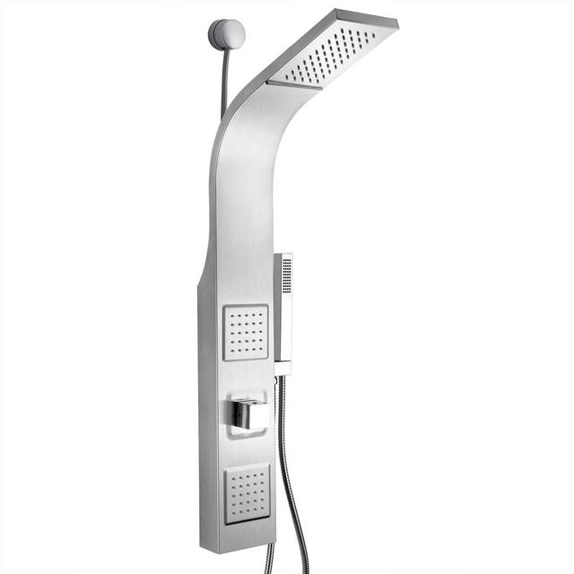 39 in. 2-Jet Easy Connect Shower Panel System in Stainless Steel with Rainfall Waterfall Shower Head and Handheld Shower