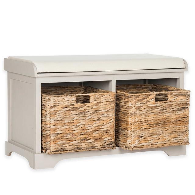 Safavieh Freddy Wicker Storage Bench in Vintage Grey