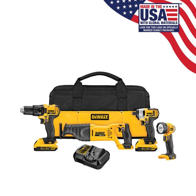 DEWALT 4-Tool 20-Volt Max Lithium Ion (Li-ion) Brushed Motor Cordless Combo Kit with Soft Case