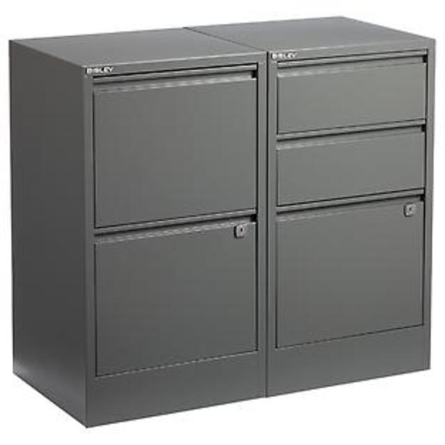 Bisley Graphite  2- & 3-Drawer Locking Filing Cabinets