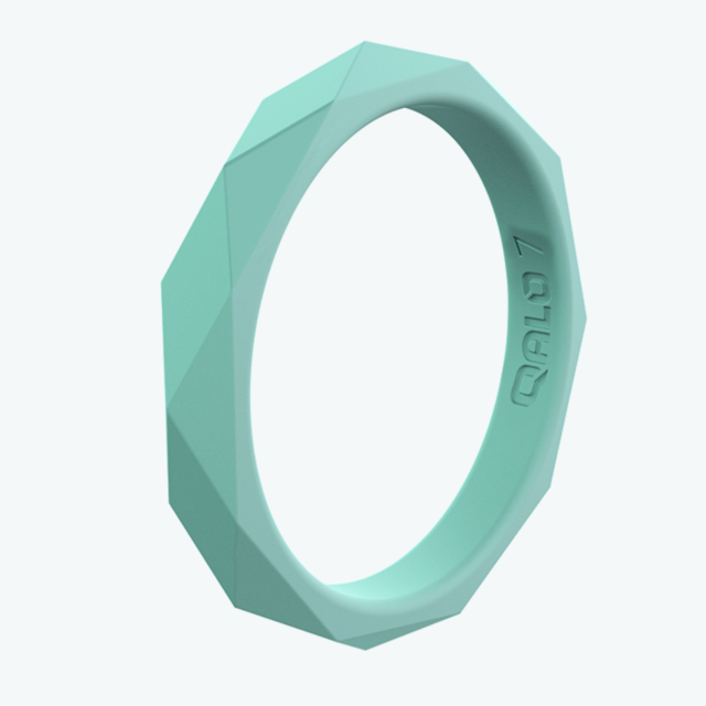 QALO Women's Geo Stackable Silicone Ring - Pacific Opal, Size 4
