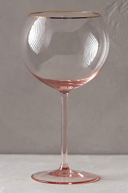 Gilded Rim Red Wine Glass