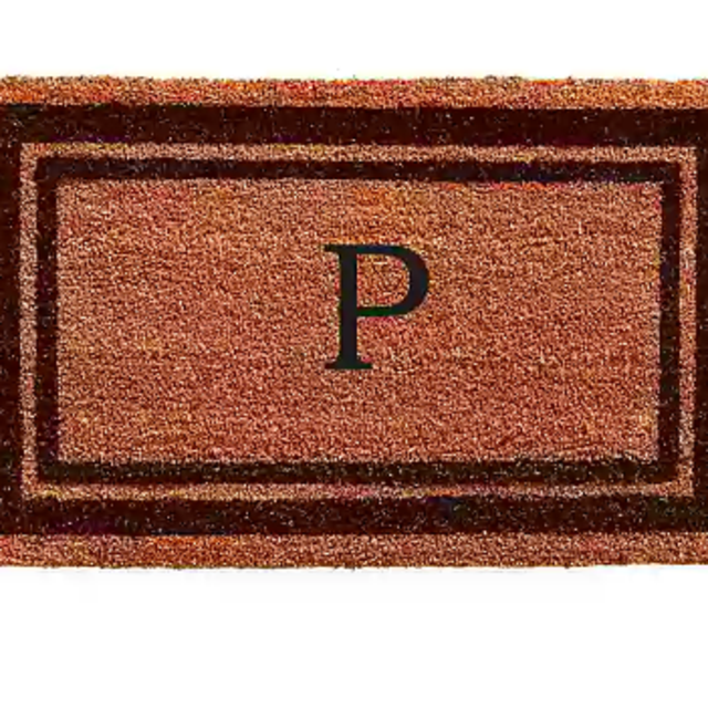 Home & More Monogram Letter "P" 18-Inch x 30-Inch Border Door Mat in Brown