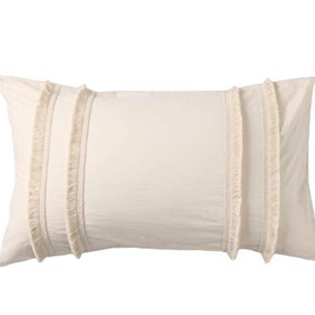 Flber US Fringed Sham Set Boho Cotton Pillow Covers,18.9in x29.1in,Set of 2