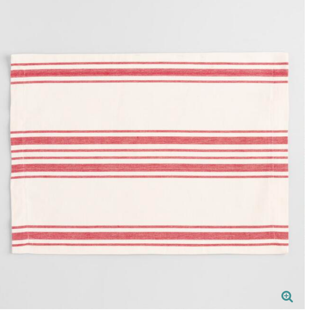 Red Villa Stripe Placemats, Set of 4