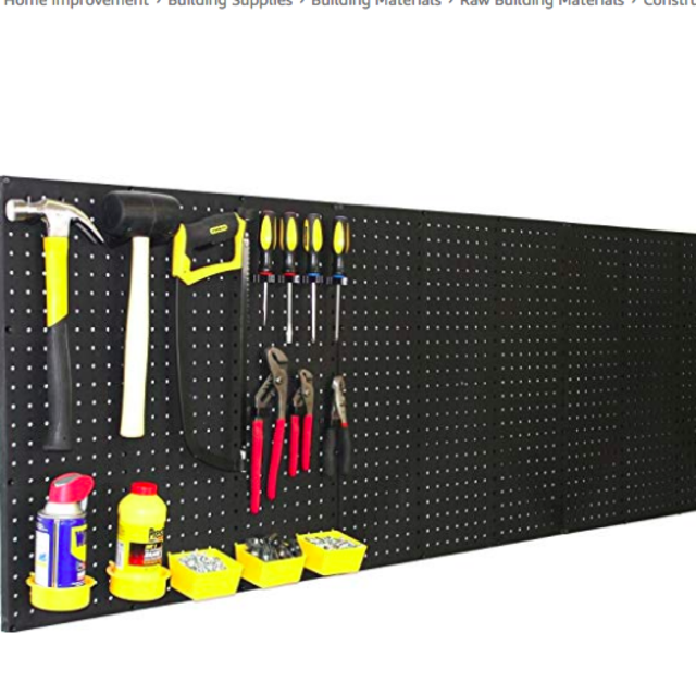 WallPeg (4) Black Plastic Pegboard Panels – 96” Wide Garage Tool Pegboard – AM 212