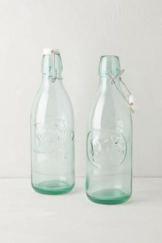 Green Glass Milk Bottles