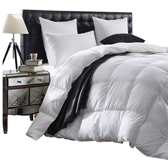 Luxurious King/California King Size Siberian Goose Down Comforter, Duvet Insert, 1200 Thread Count 100% Egyptian Cotton, 750+ Fill Power, 70 oz Fill Weight, 1200TC, White Solid