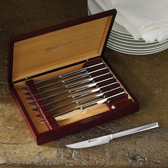 Wusthof 8-Piece Stainless Steel Steak Knife Set with Wooden Gift Box