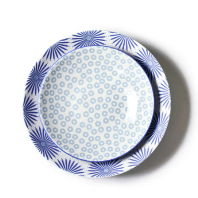 Iris Blue Burst Pip Mix Pasta Bowls, Set of 2
