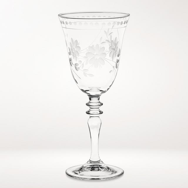 Vintage Etched Red Wine Glasses, Set of 4