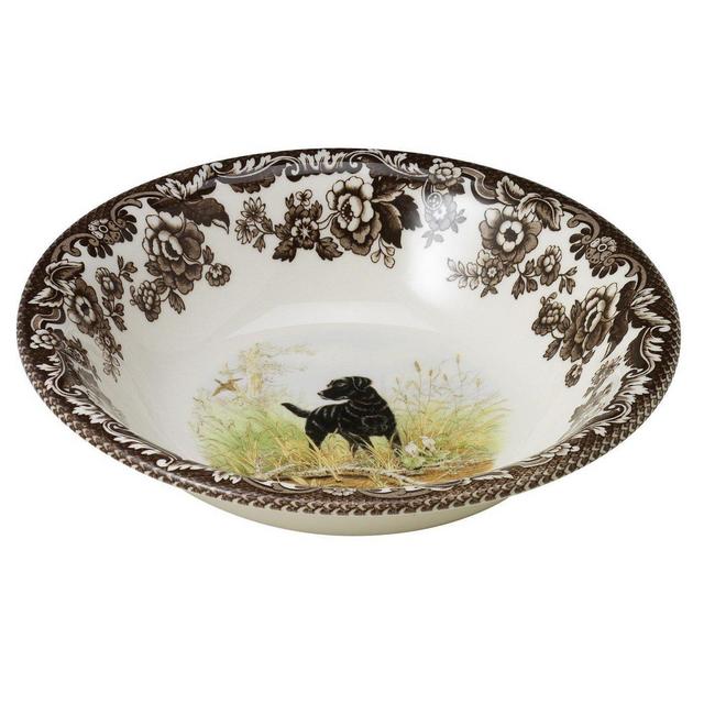Spode Woodland Hunting Dog Collection 8" Cereal Bowl (Black Lab)