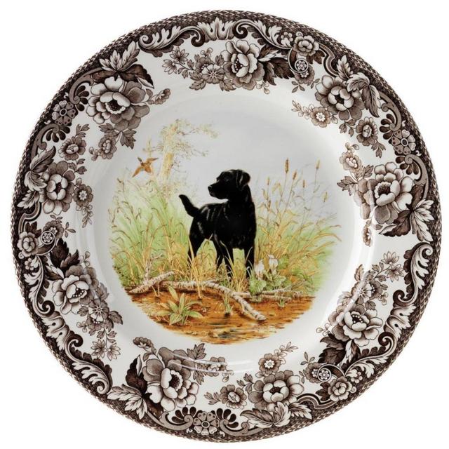Spode Woodland Hunting Dog Salad Plate 8" (Black Lab)