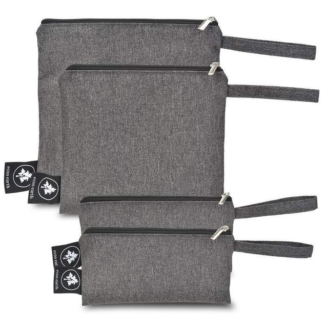 EVOO EARTH PREMIUM REUSABLE SANDWICH & SNACK BAGS,DESIGNER SET OF 4 PACK, ECO-FRIENDLY LUNCH BAGS, SNACK BAGS FOR KIDS & ADULTS, EASY OPEN ZIPPER WITH HANDLES, FOOD STORAGE BAGS FOR LUNCH