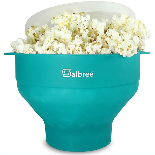 The Original Salbree Microwave Popcorn Popper, Silicone Popcorn Maker, Collapsible Bowl BPA Free -14 Colors Available (Aqua)