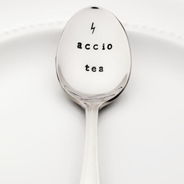 Harry Potter "Accio Tea" with Lightening Bolt | Stainless Steel Stamped Spoon | Harry Potter Valentine Gifts | HP Fans | Harry Potter Spells