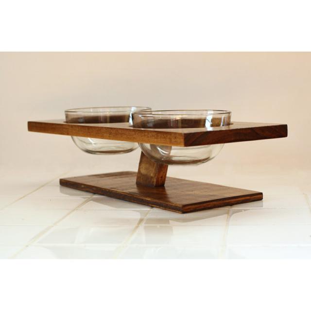 Elevated Designer Floating Pet Dish - Double Feeder