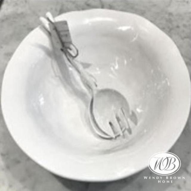 Melamine Ruffled Salad Bowl with Tongs