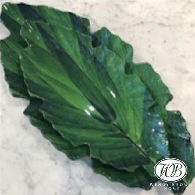 Melamine Leaf Platter Pair (Large + Small)