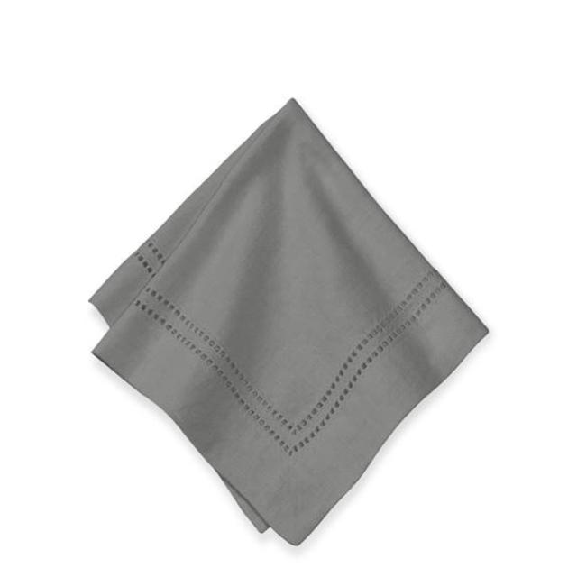 Linen Double Hemstitch Cocktail Napkins, Set Of 4, Charcoal