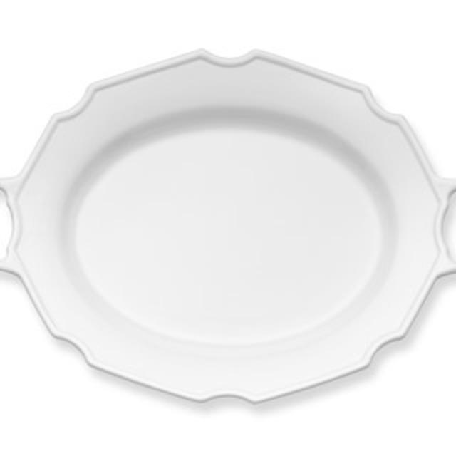 Antique White Large Platter with Handles