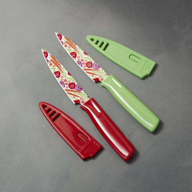 Set of 2 Veggie Print Paring Knives