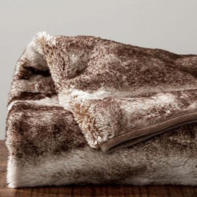 Faux Fur Throw, 50 x 60", Caramel Ombre