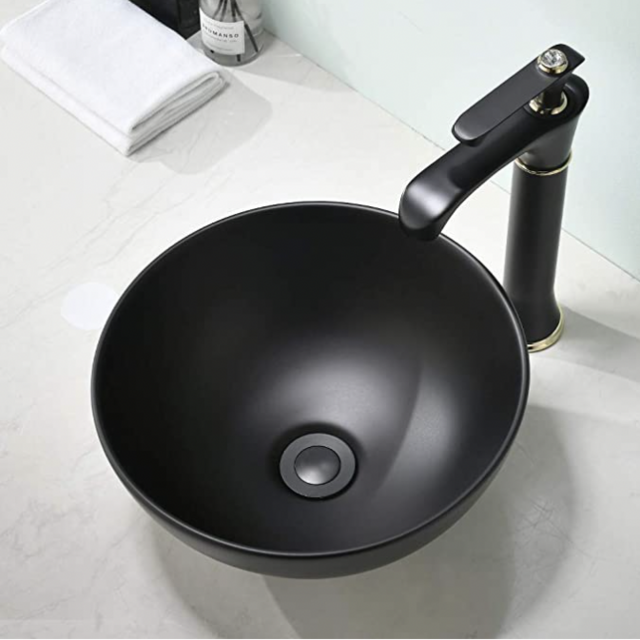 13" black porcelin sink bowl