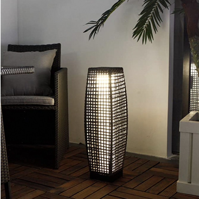 Tall outdoor wicker light pillar