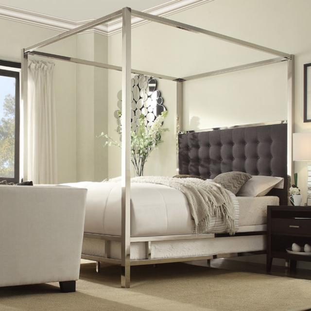 Upholstered Canopy King Bed