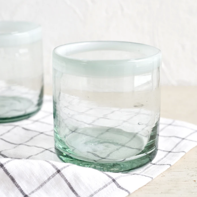 Handmade Colored Rim Rocks Glass