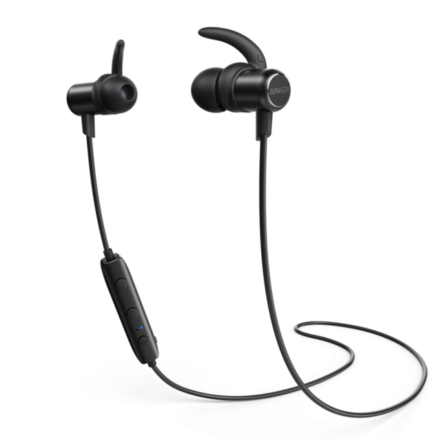Anker SoundBuds Slim+ Bluetooth Headphones, Bluetooth 5 Lightweight Stereo Earbuds with Customizable Accessories, 10-Hour Playtime, IPX7 Waterproof Magnetic Wireless Earbuds for Workout, Sports, Gym