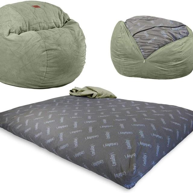 CordaRoy's Chenille Bean Bag Chair, Convertible Chair Folds from Bean Bag to Bed, As Seen on Shark Tank - Moss, Full Size