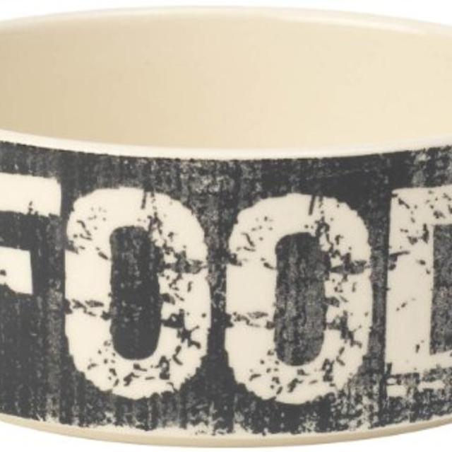 PetRageous 3.5-Cup Food Vintage Pet Bowl, 6-Inch, Black/Natural