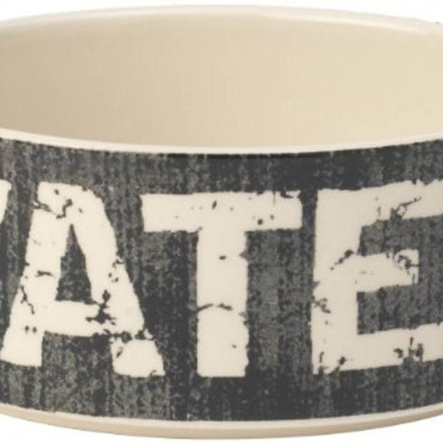 PetRageous 3.5-Cup Water Vintage Pet Bowl, 6-Inch, Black/Natural