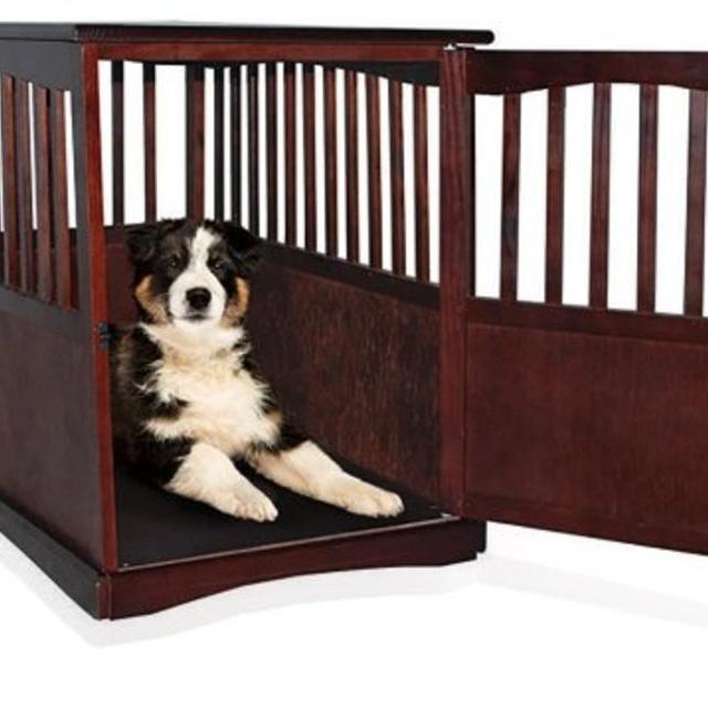 Wooden Pet Crate Table For Dog's Cat's Espresso Enclosure Cage 36.5" x 24" wide x 29.25" Locking Kennel Enclosure