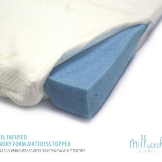 MILLIARD 2" Gel Infused Memory Foam Mattress Topper + Ultra Soft Removable Bamboo Cover