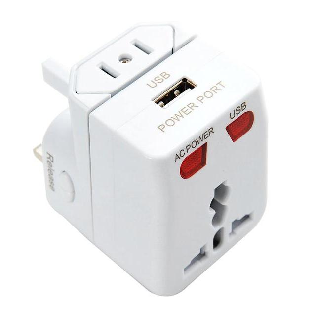 Nomadic Trader JT-2003-W All-in One Travel Adapter with USB Charger, White