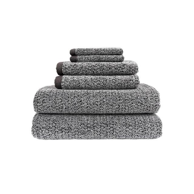 Everplush Diamond Jacquard 6 Piece Bath Towel Set, Grey