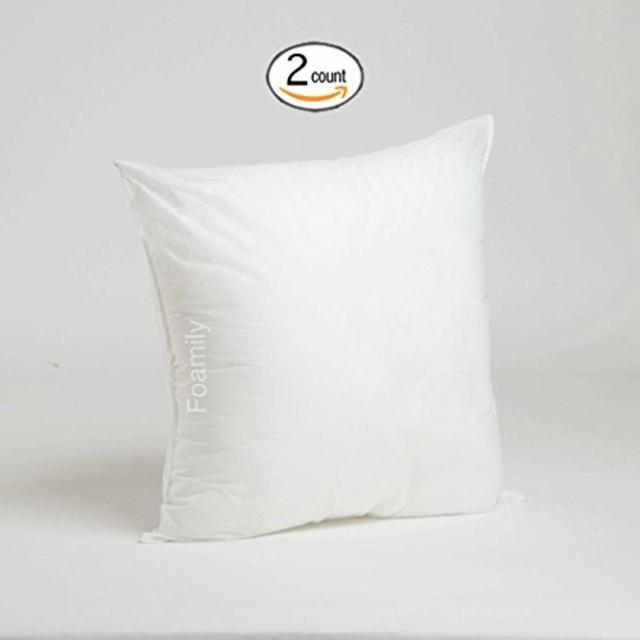 Set of 2 - 18 x 18 Premium Hypoallergenic Stuffer Pillow Insert Sham Square Form Polyester, Standard / White - MADE IN USA