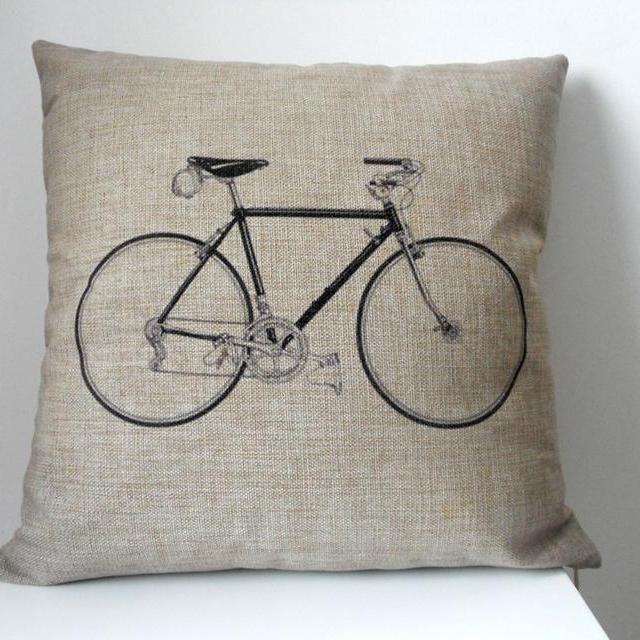 Decorbox Decorative Cotton Linen Square Throw Pillow Case Cushion Cover Throw Pillow Shell Pillowcase Bicycle Bike 18 "X18 "