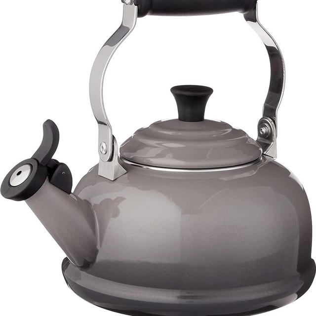 Le Creuset Enamel On Steel Whistling Tea Kettle, 1.7 qt., Oyster