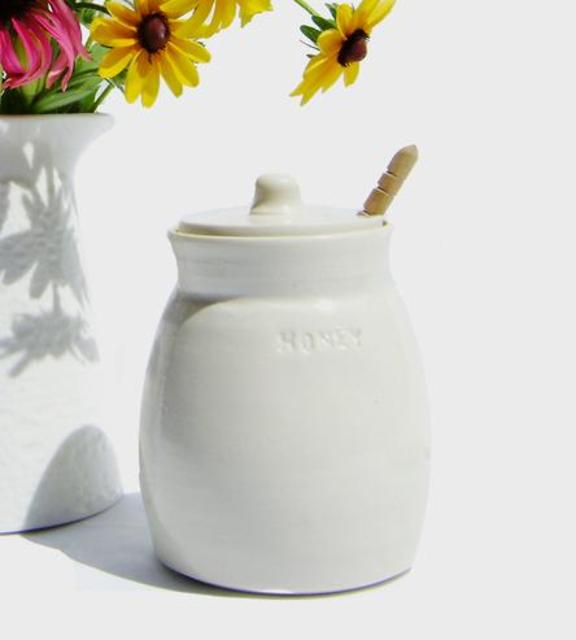 Ceramic Honey Pot & Dipper
