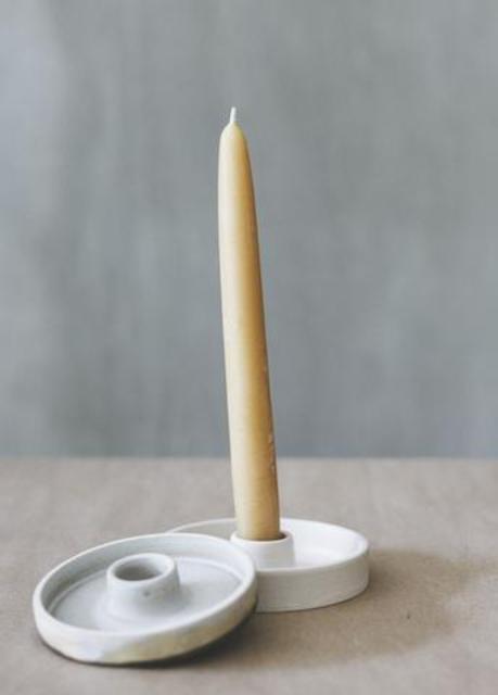 Notary Ceramics - Saucer Candlestick in White or Satin Grey