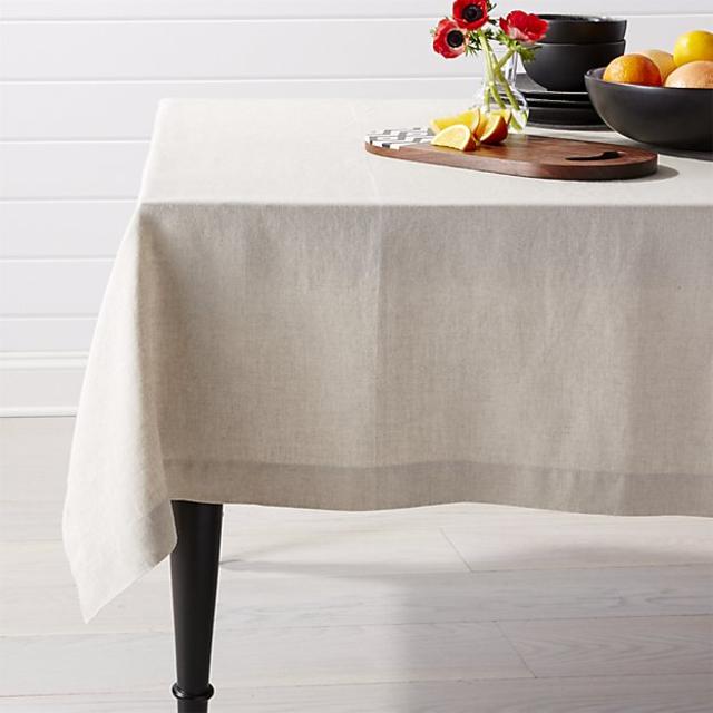 Helena Dark Natural Linen Tablecloth: Vanilla 60x60