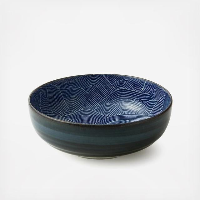 MIYA COMPANY Aranami Blue Wave Flared Serving Bowl